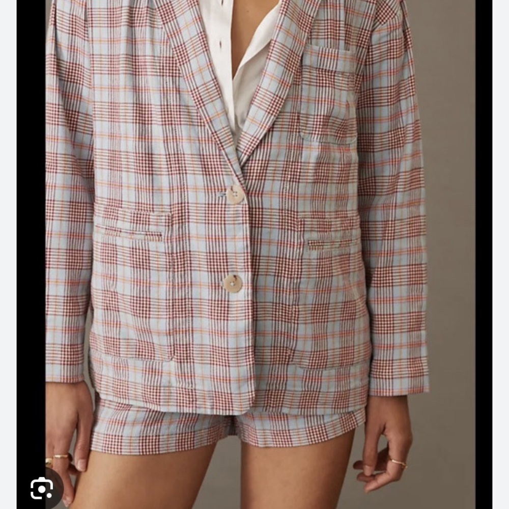 Anthropologie Red and Blue Plaid Blazer